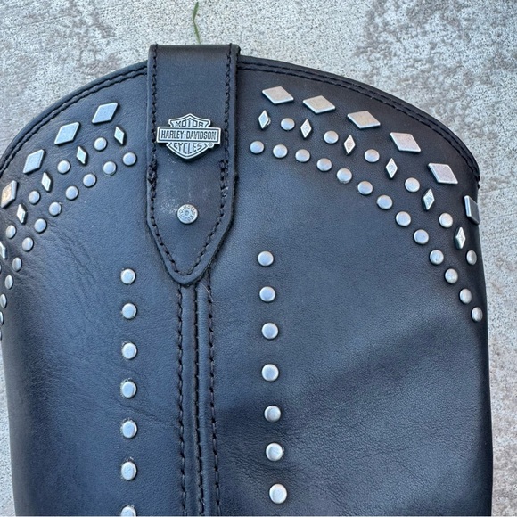 Harley-Davidson O Ring Silver Studded Leather Riding Boots Women's 7.5 Moto - Picture 8 of 16